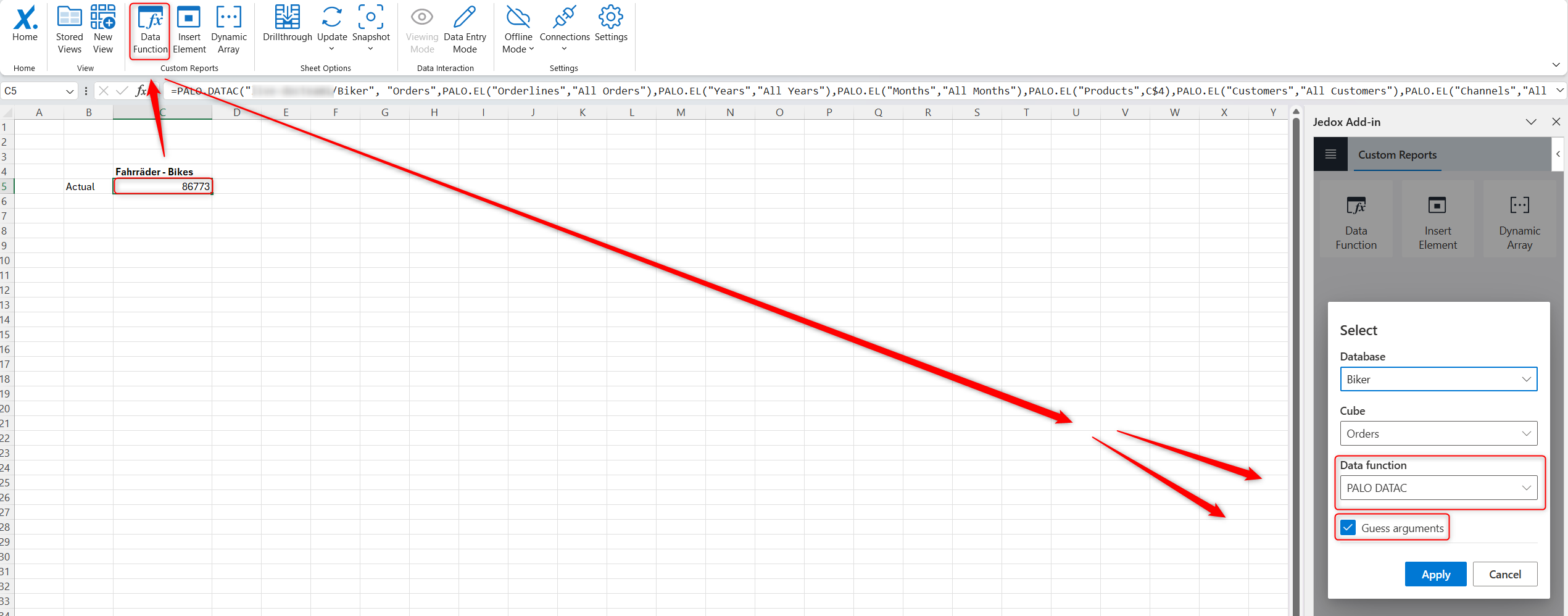 Custom Reports in Add-in for Excel 365