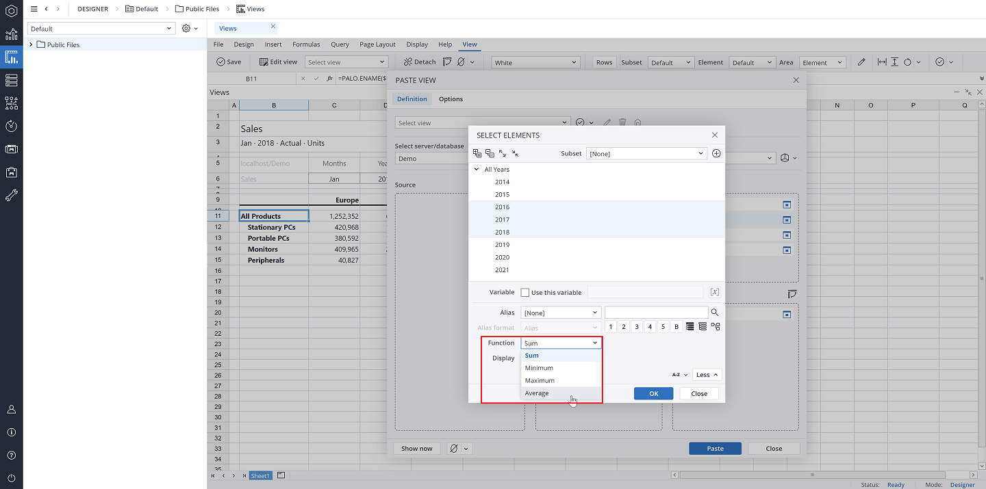 Creating a Jedox View