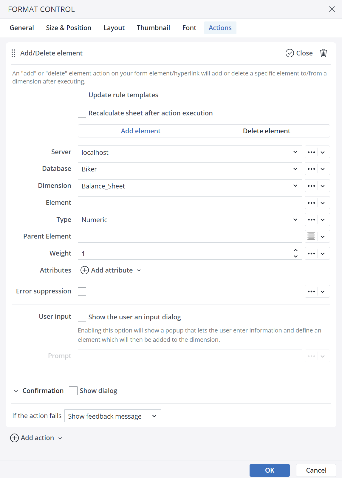 Jedox Web Actions: Add/Delete Element
