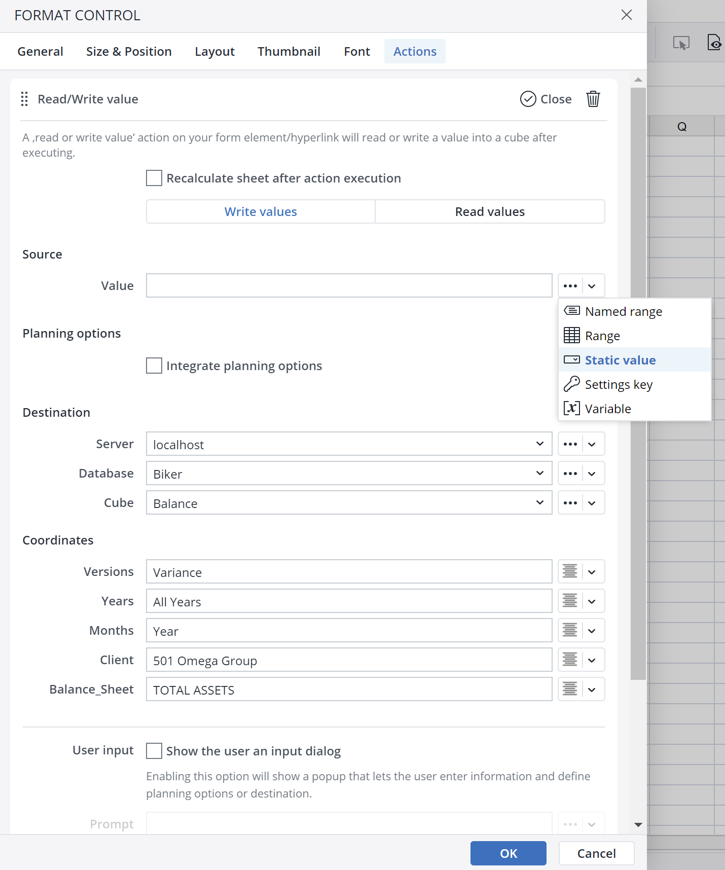 Jedox Web Actions: Read/Write Value