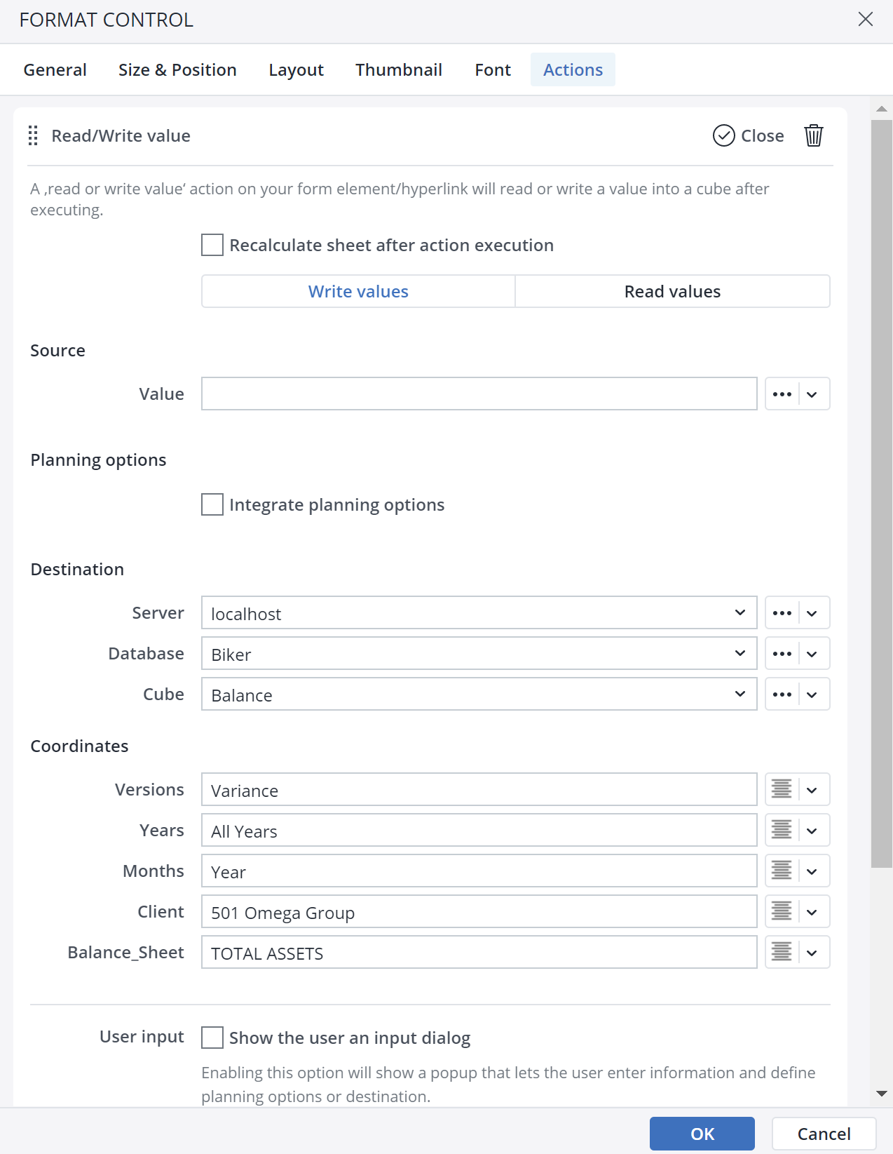 Jedox Web Actions: Read/Write Value