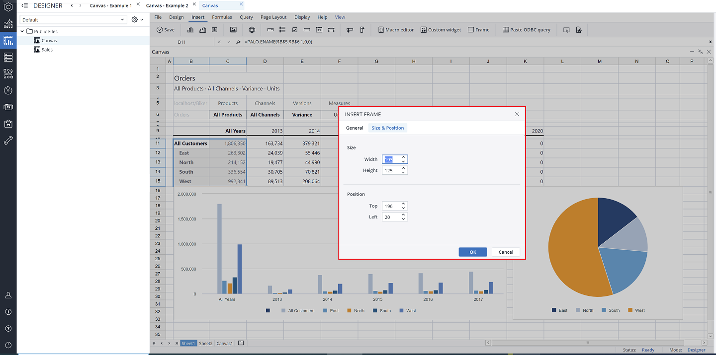 Adding Web Spreadsheet Workbooks Components to Canvas