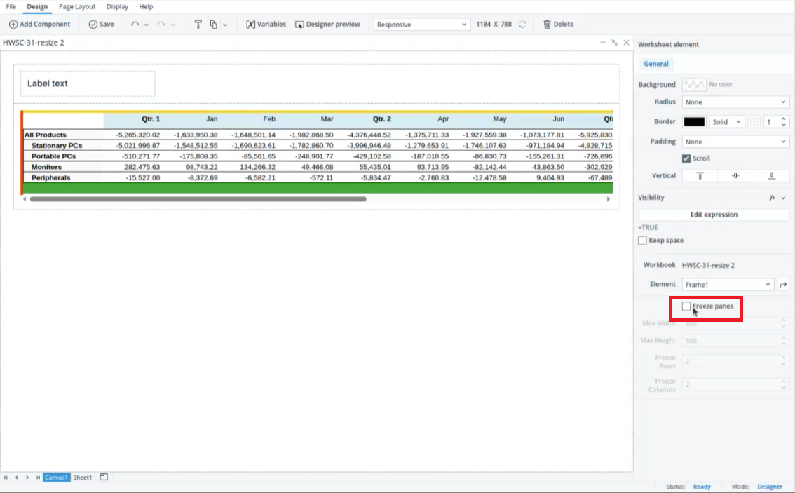 Adding Web Spreadsheet Workbooks Components to Canvas