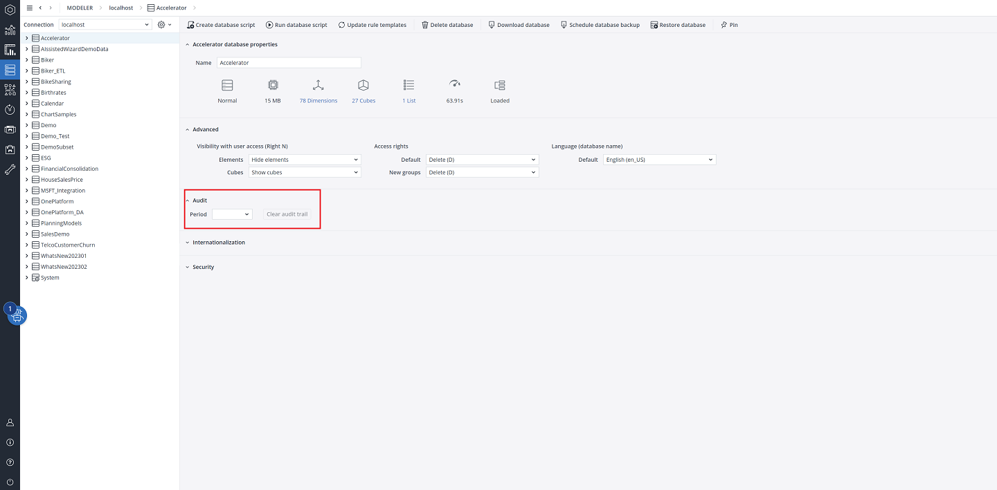 Activating Audit in Jedox
