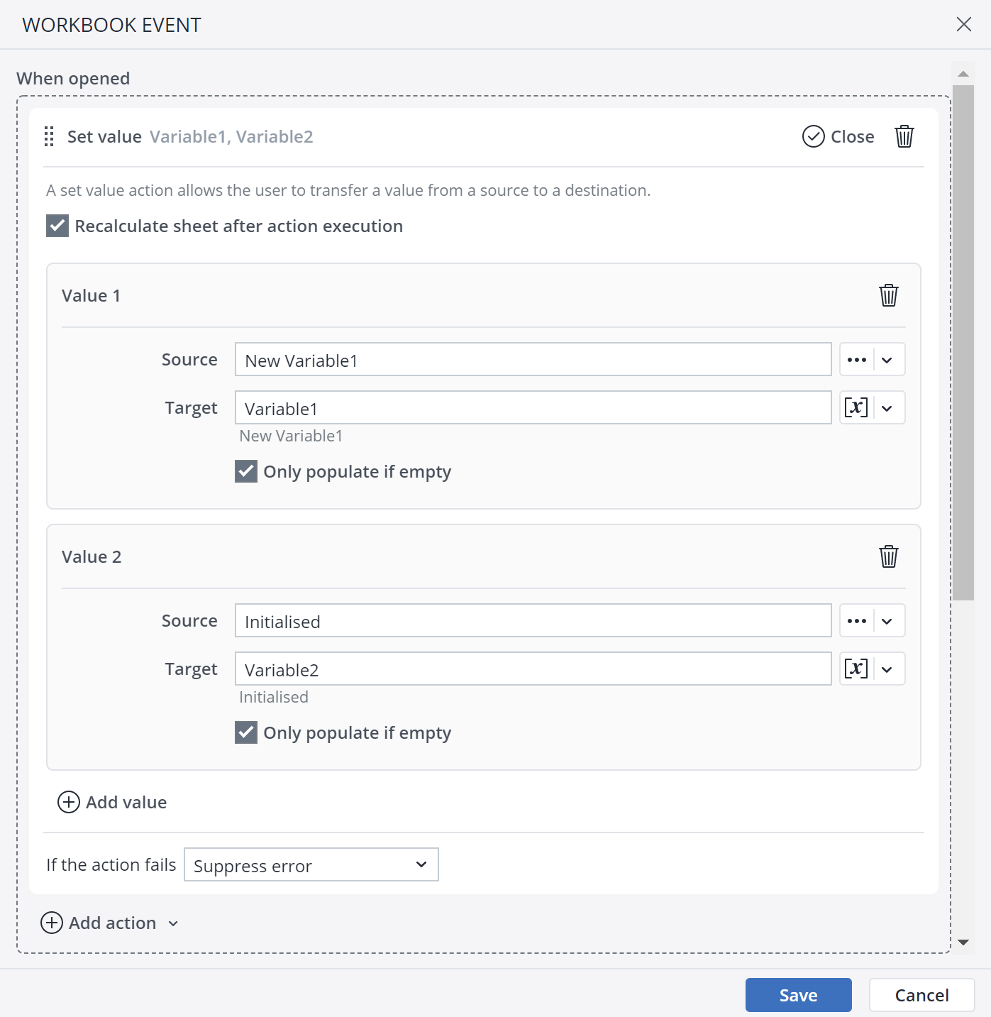Jedox Web Actions: Set Value