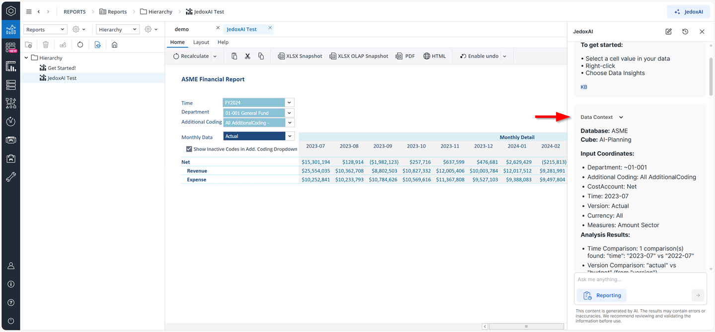 Click to enlarge Data Context menu highlighted in screenshot