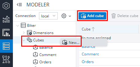 Managing Cubes in Modeler
