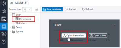 Dimension in Modeler screenshot