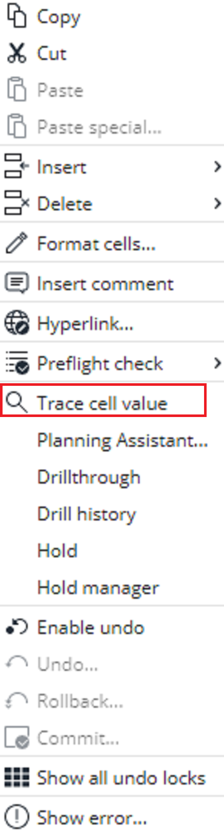 Click to enlarge Cell menu screenshot